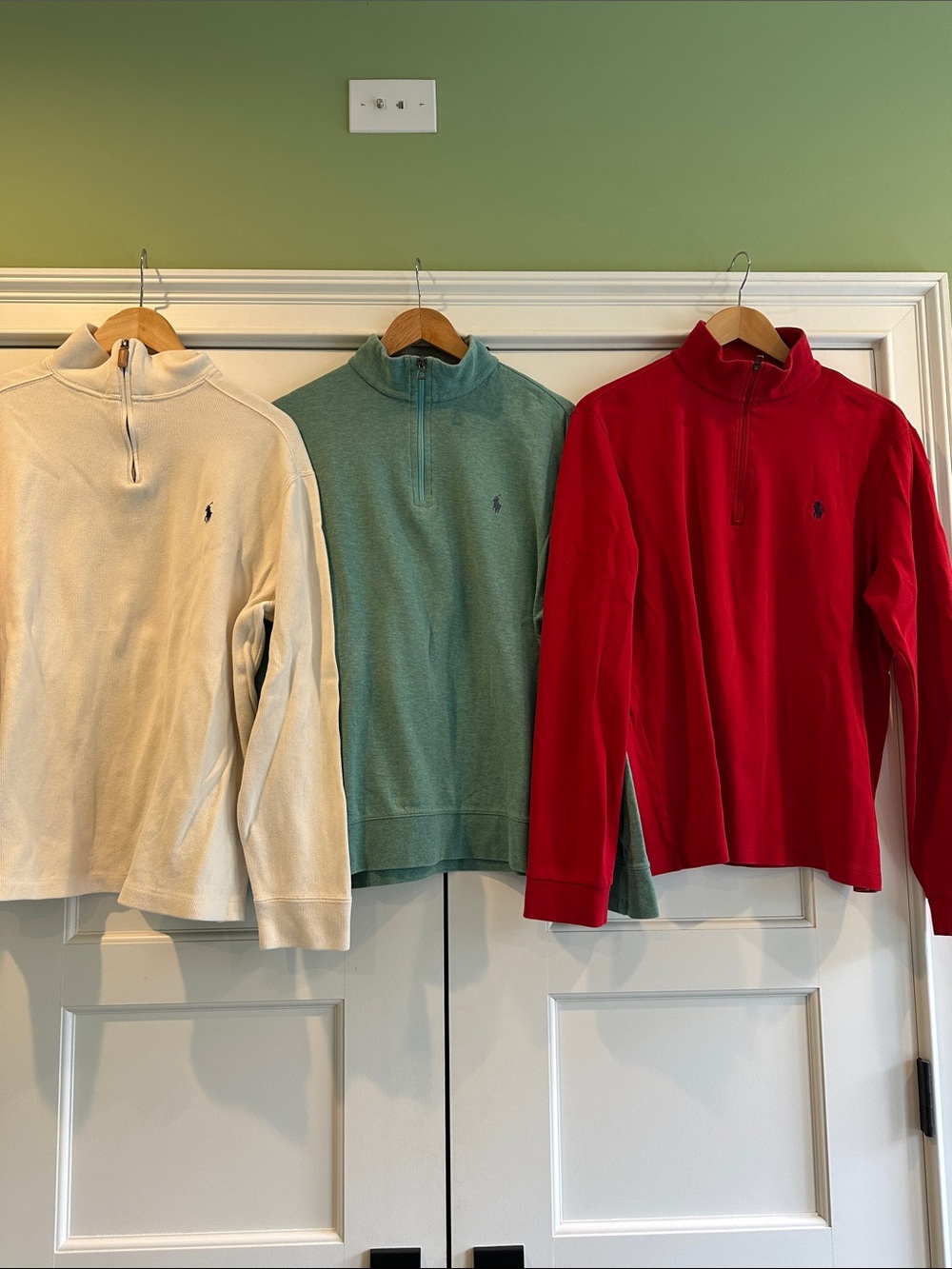 Polo by Ralph Lauren Men’s Quarter-Zip Pullover Trio - Cream, Teal, Red